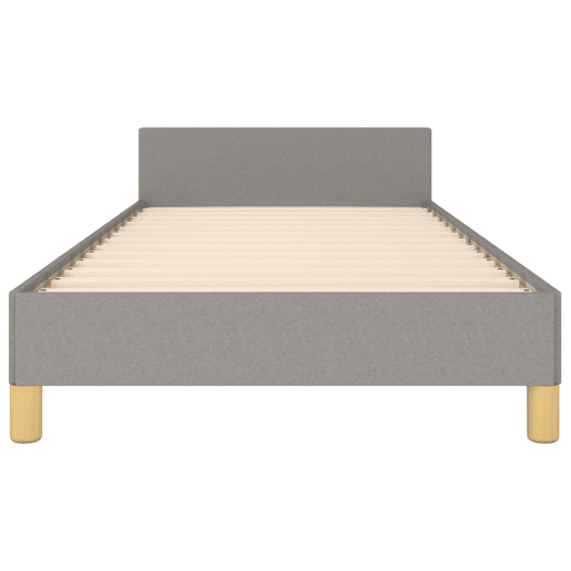 Estrutura de cama de solteiro Design c cabeceira tecido cinza-claro 90x200 cm