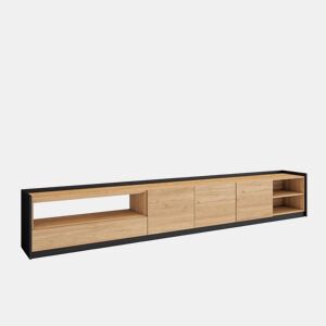 Móvel de TV, Muito espaço de arrumação, 310x37x50 cm, Para televisores até 80, Estante para TV, Estilo moderno, Carvalho e preto
