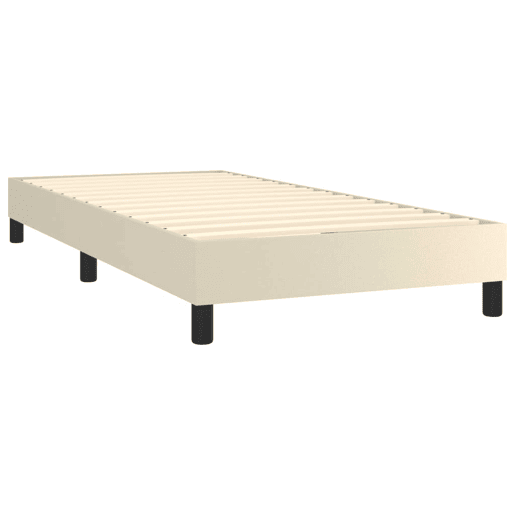 Estrutura de cama de solteiro para adultos com molas 90x200 cm couro artificial cor creme