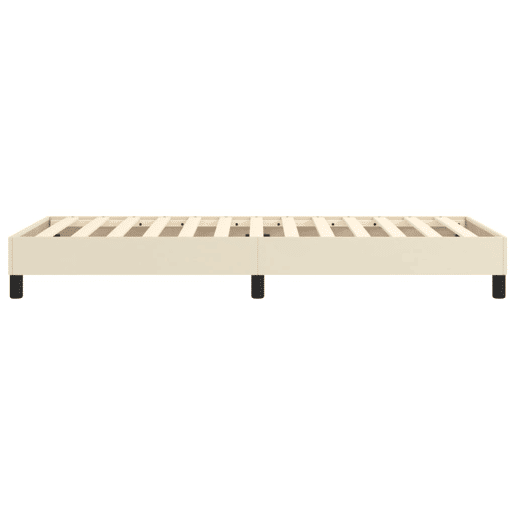 Estrutura de cama de solteiro para adultos com molas 90x200 cm couro artificial cor creme