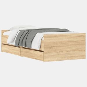 Estrutura de cama de solteiro para adultos com gavetas 90x190 cm carvalho sonoma