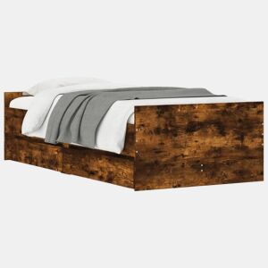 Estrutura de cama de solteiro para adultos com gavetas 90x200 cm carvalho fumado