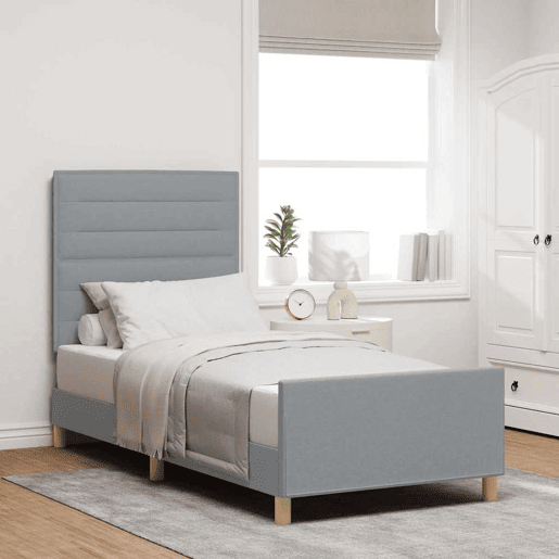 Estrutura de cama de solteiro simple, Cinzento-claro 80 x 200 cm tecido