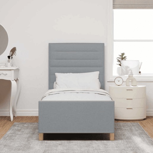 Estrutura de cama de solteiro simple, Cinzento-claro 80 x 200 cm tecido