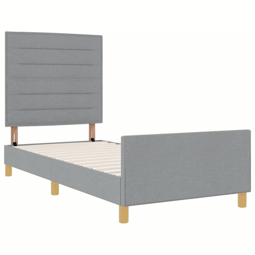 Estrutura de cama de solteiro simple, Cinzento-claro 80 x 200 cm tecido