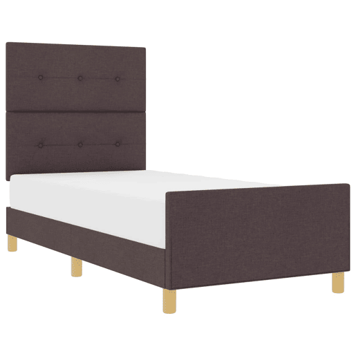Estrutura de cama de solteiro para adultos Castanho escuro 80 x 200 cm tecido