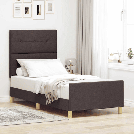 Estrutura de cama de solteiro para adultos Castanho escuro 80 x 200 cm tecido