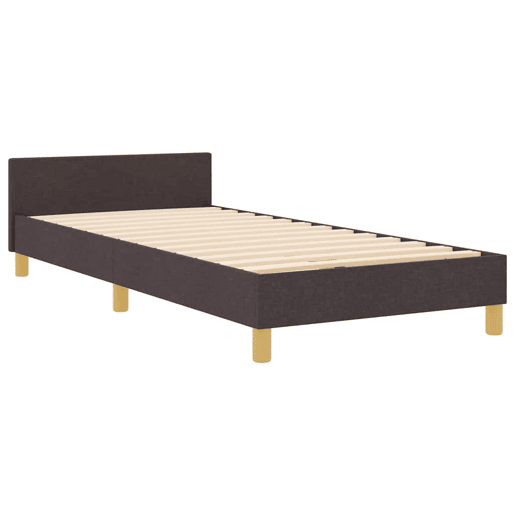 Estrutura de cama de solteiro para adultos Castanho escuro 80 x 200 cm tecido