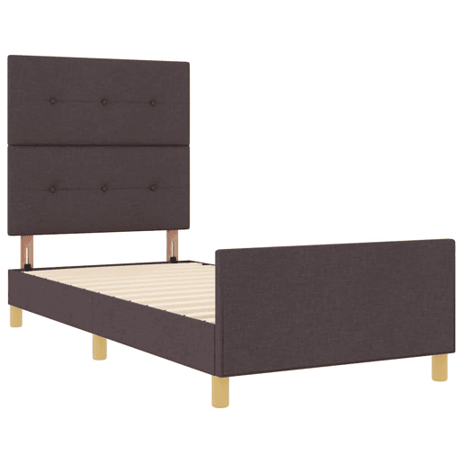 Estrutura de cama de solteiro para adultos Castanho escuro 80 x 200 cm tecido