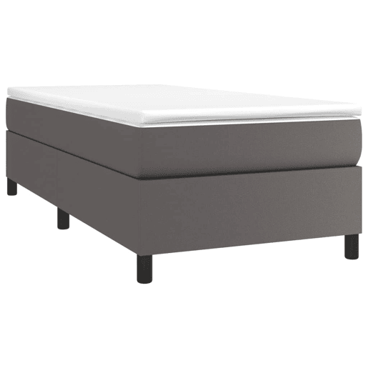Estrutura de cama de solteiro para adultos com molas 80x200 cm couro artificial cinza Estrutura de cama de solteiro para adultos com molas 80x200 cm couro artificial cinza