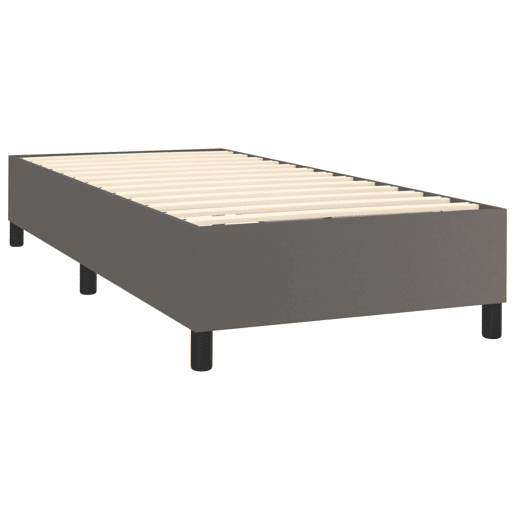 Estrutura de cama de solteiro para adultos com molas 80x200 cm couro artificial cinza Estrutura de cama de solteiro para adultos com molas 80x200 cm couro artificial cinza