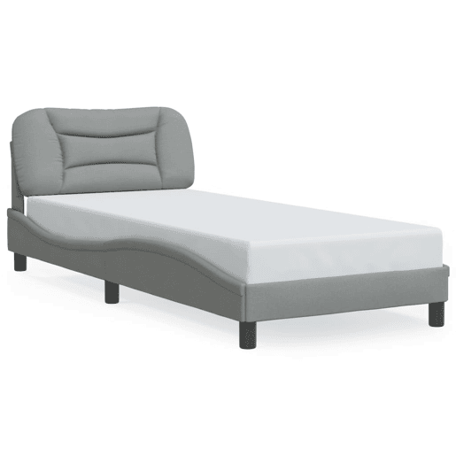 Estrutura de cama de solteiro para adultos com LED 90x190 cm tecido