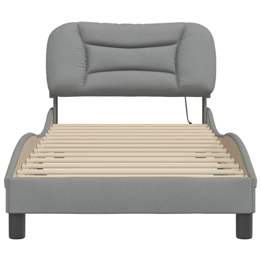 Estrutura de cama de solteiro para adultos com LED 90x190 cm tecido