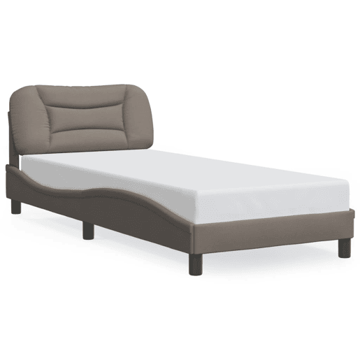 Estrutura de cama de solteiro para adultos com LED 90x190 cm tecido