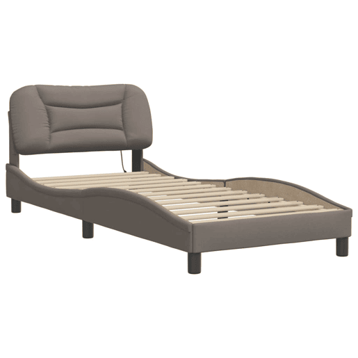 Estrutura de cama de solteiro para adultos com LED 90x190 cm tecido