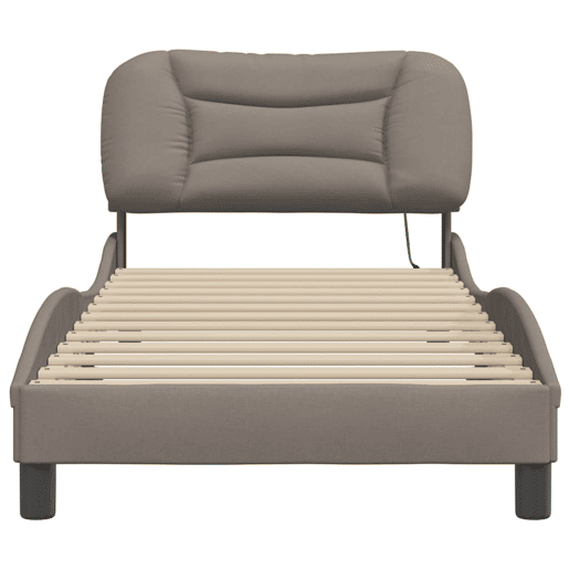 Estrutura de cama de solteiro para adultos com LED 90x190 cm tecido