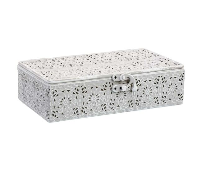 Caja de metal blanca 20.5x12.5x6h cm