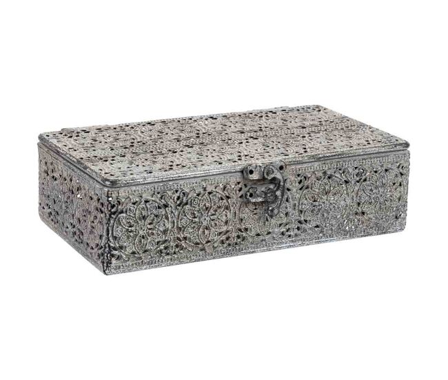 Caja de metal gris 21x13x6 cm