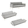 Sofá-cama dobrável 2 lugares conversível de veludo,cinza