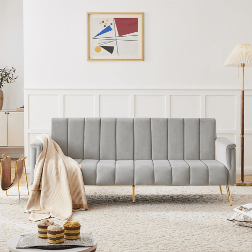 Sofá-cama dobrável 2 lugares conversível de veludo,cinza