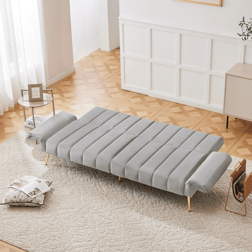 Sofá-cama dobrável 2 lugares conversível de veludo,cinza