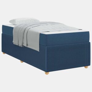 Estrutura de cama de solteiro para adultos com colchão Azul 90 x 200 cm tecido