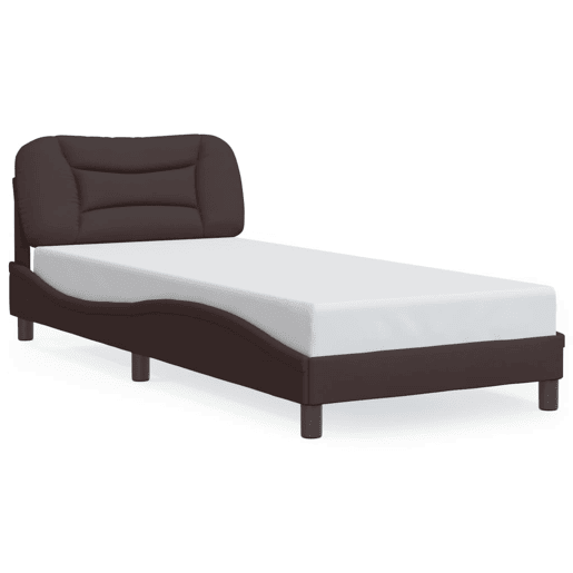 Estrutura de cama de solteiro para adultos com LED 90x190 cm tecido