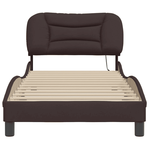 Estrutura de cama de solteiro para adultos com LED 90x190 cm tecido