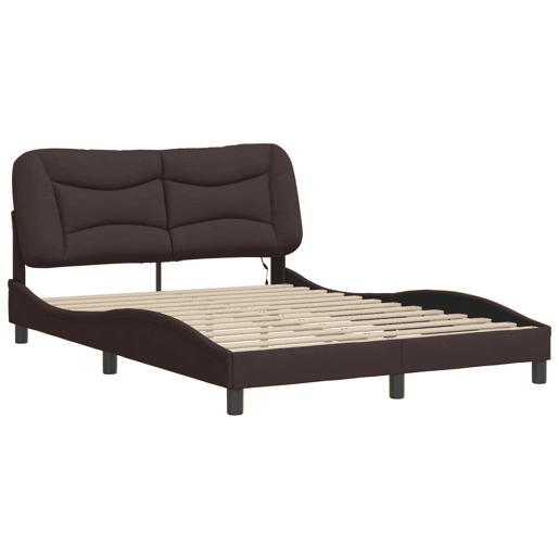Estrutura de Cama de casal moderno com LED - 140x200 cm tecido