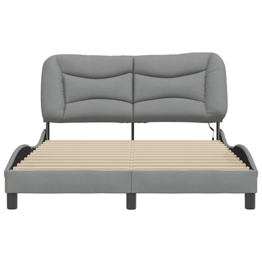 Estrutura de Cama de casal moderno com LED - 140x200 cm tecido