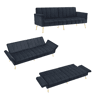 Sofá-cama dobrável 2 lugares conversível de veludo,preto