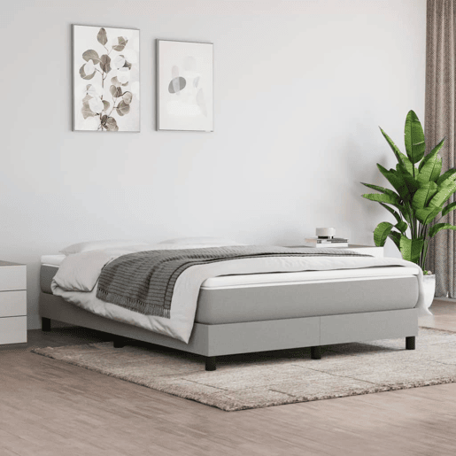 Estrutura de Cama de casal moderno com molas 140x190 cm tecido cinzento-claro