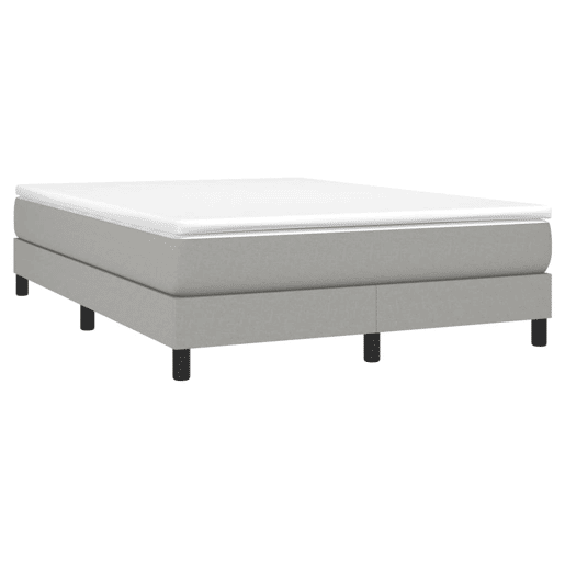 Estrutura de Cama de casal moderno com molas 140x190 cm tecido cinzento-claro