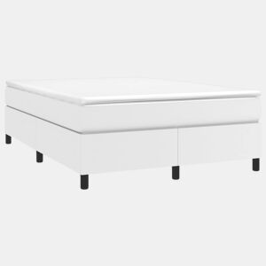Estrutura de Cama de casal moderno com molas 140x200 cm couro artificial branco