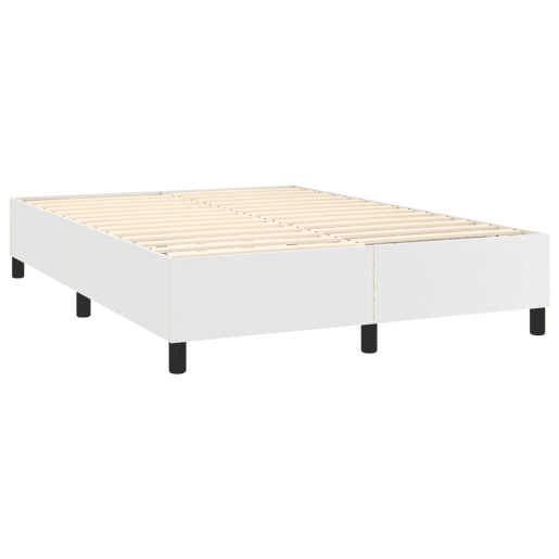Estrutura de Cama de casal moderno com molas 140x200 cm couro artificial branco