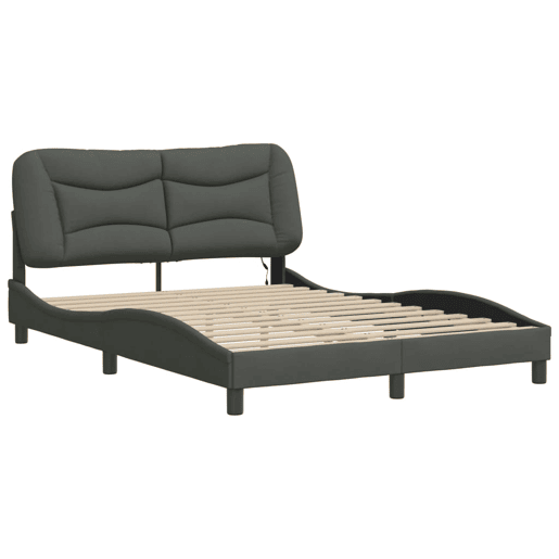 Estrutura de Cama de casal moderno com LED - 140x200 cm tecido