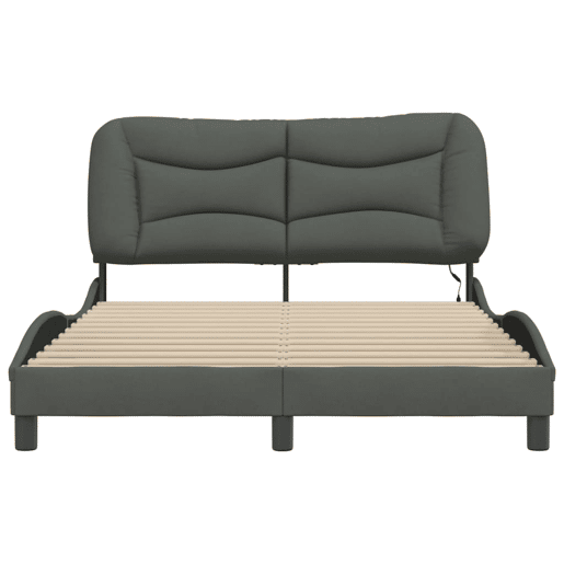 Estrutura de Cama de casal moderno com LED - 140x200 cm tecido