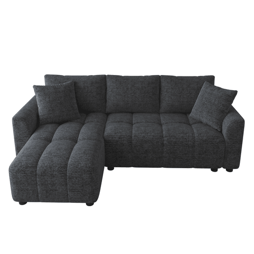 Chaise longue 3 lugares fixa reversível de tecido,cinza