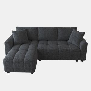 Chaise longue 3 lugares fixa reversível de tecido,cinza