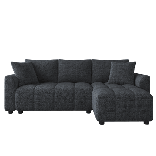 Chaise longue 3 lugares fixa reversível de tecido,cinza