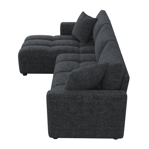 Chaise longue 3 lugares fixa reversível de tecido,cinza