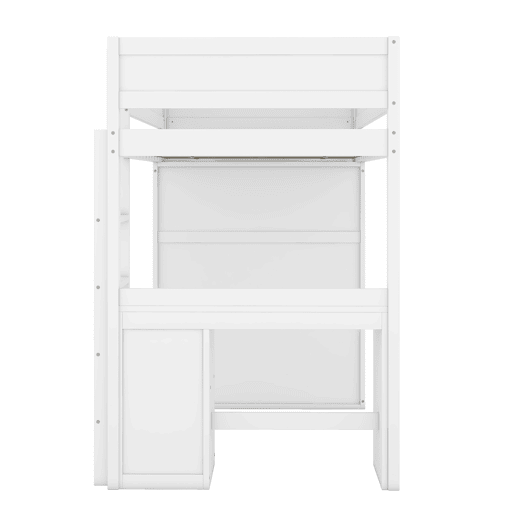 Cama mezzanine 90x200 cm - cama de criança multifunções - equipada com roupeiro e secretária - em pinho maciço - Branco
