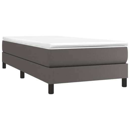 Estrutura de cama de solteiro para adultos com molas 90x200 cm couro artificial cinzento