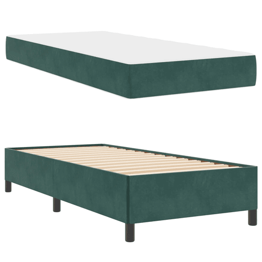Estrutura de cama de solteiro para adultos com colchão Verde Escuro 90 x 200 cm tecido