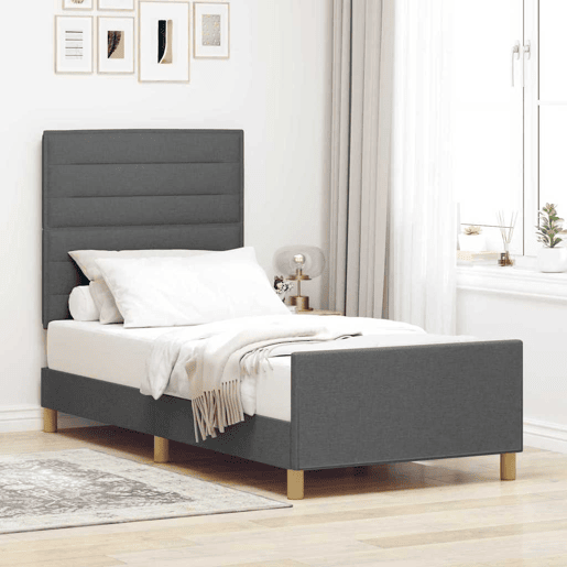 Estrutura de cama de solteiro para adultos Cinzento escuro 80 x 200 cm tecido