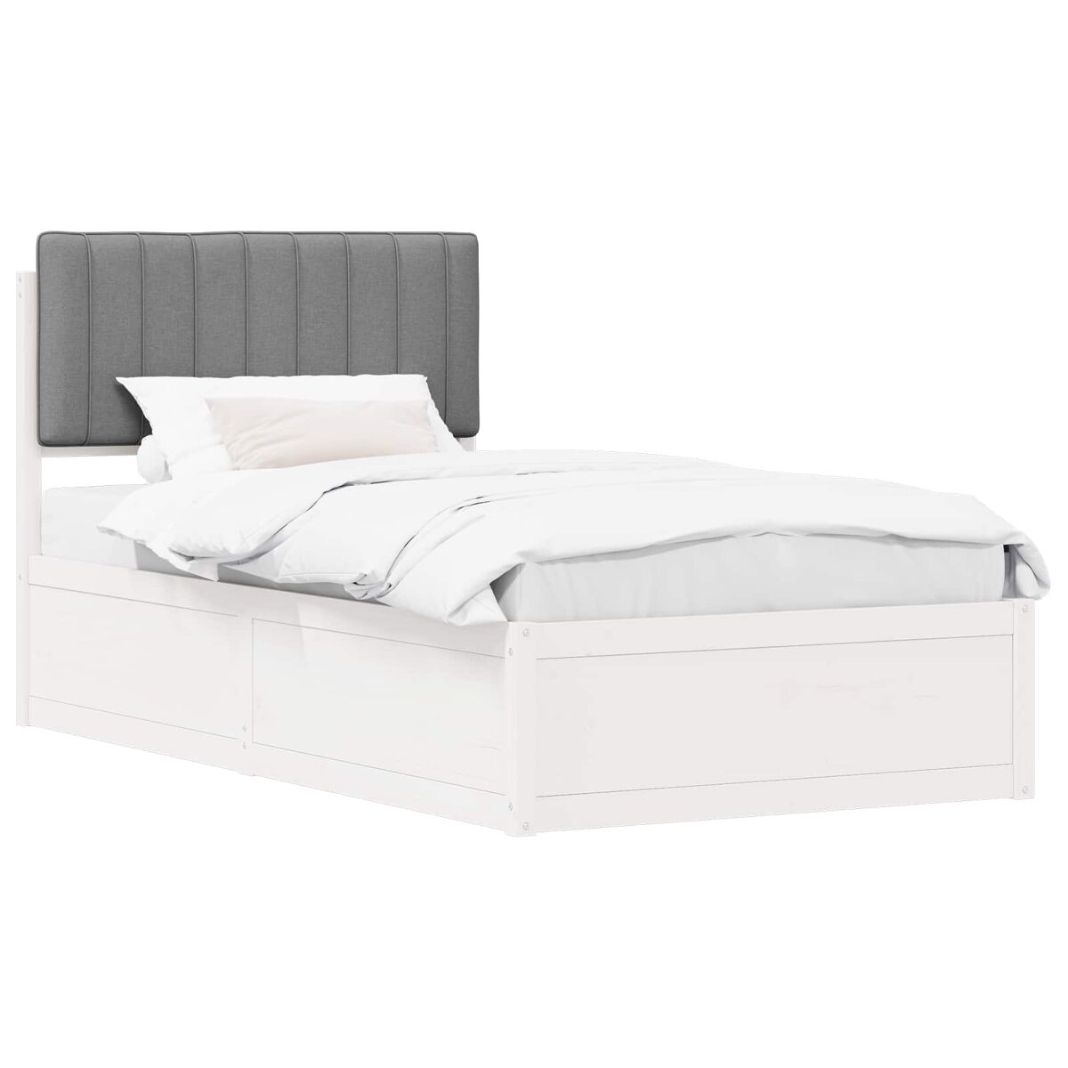 Estructura de cama simple para adultos 105x205 Blanco/ Gris Claro