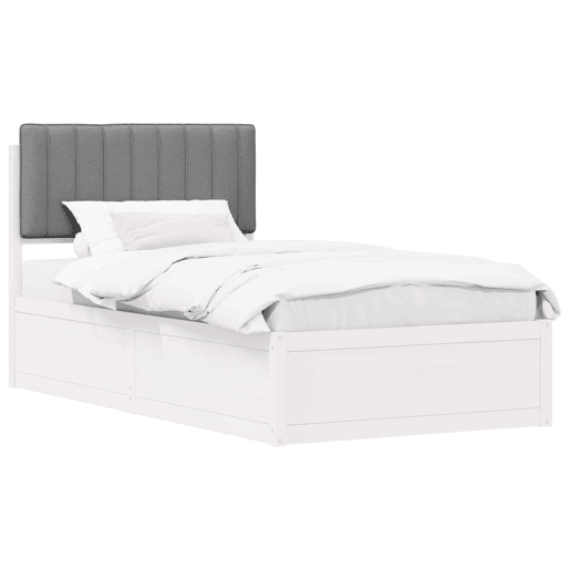 Estrutura de cama de solteiro simple com Cabeceira Estofada Cinzento-claro