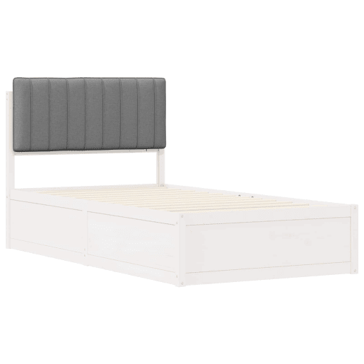 Estrutura de cama de solteiro simple com Cabeceira Estofada Cinzento-claro