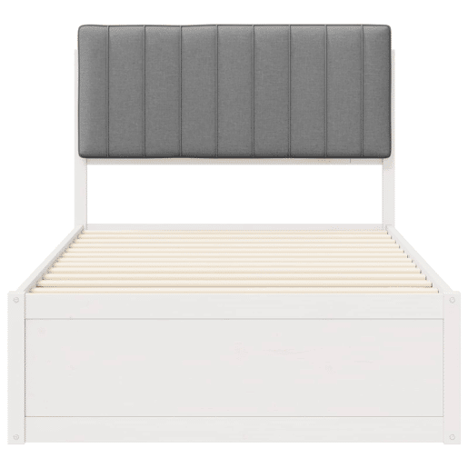 Estrutura de cama de solteiro simple com Cabeceira Estofada Cinzento-claro