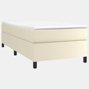 Estrutura de cama de solteiro para adultos com molas 90x190 cm couro artificial cor creme